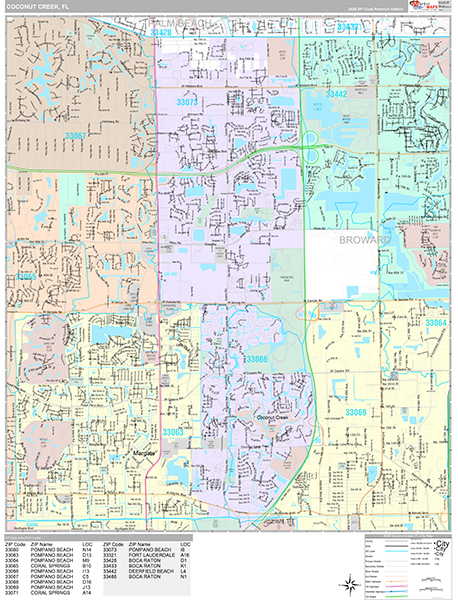 Coconut Creek City Digital Map Premium Style